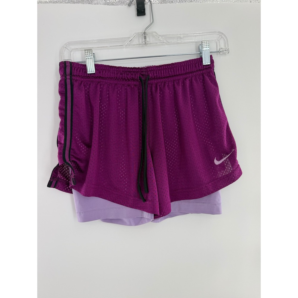 Nike Dri-FIT 2-in-1 Mesh Running Shorts Purple Lavender Small Women Workout
